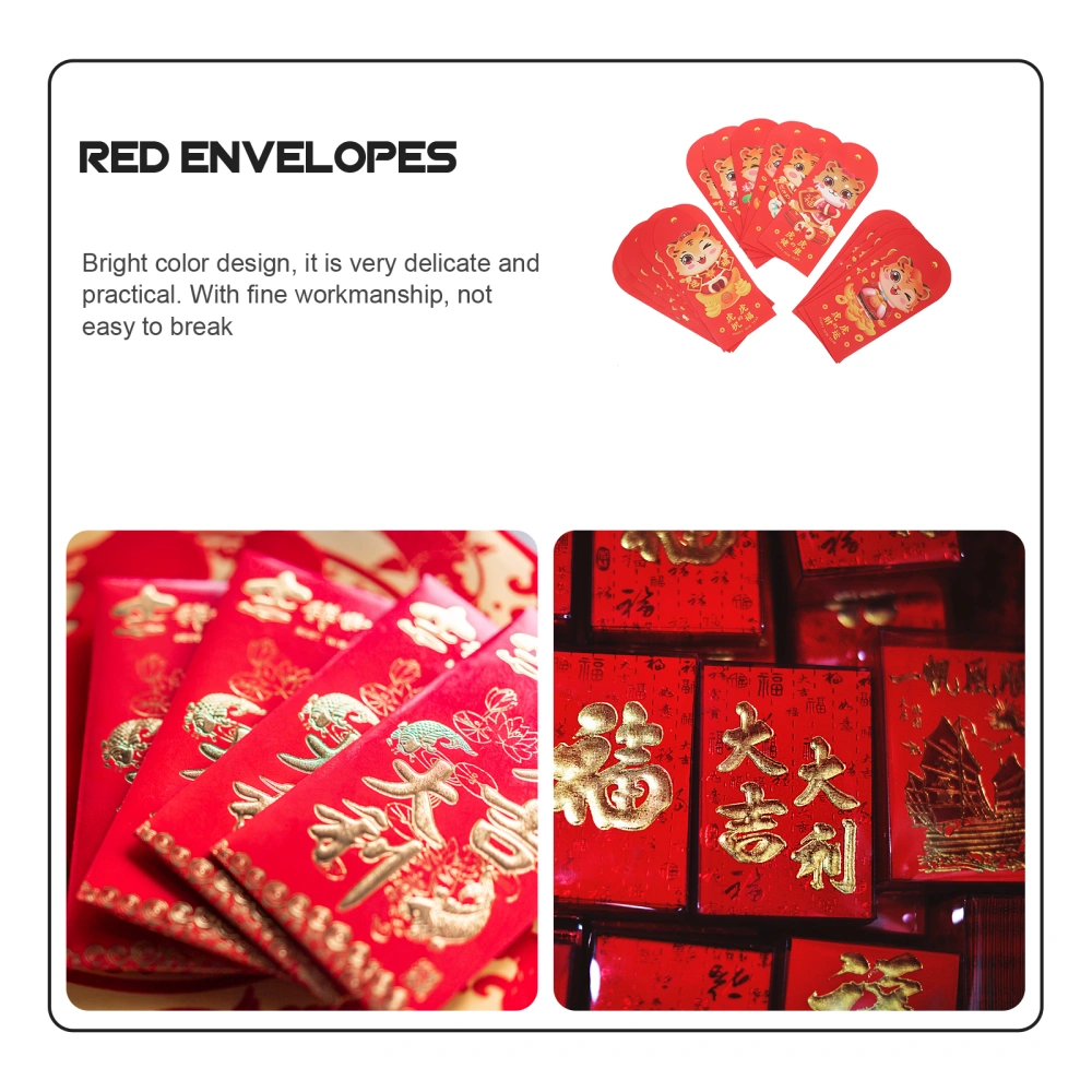 18pcs Luck Money Pouches Year of The Tiger Red Envelopes Cartoon Red Envelopes