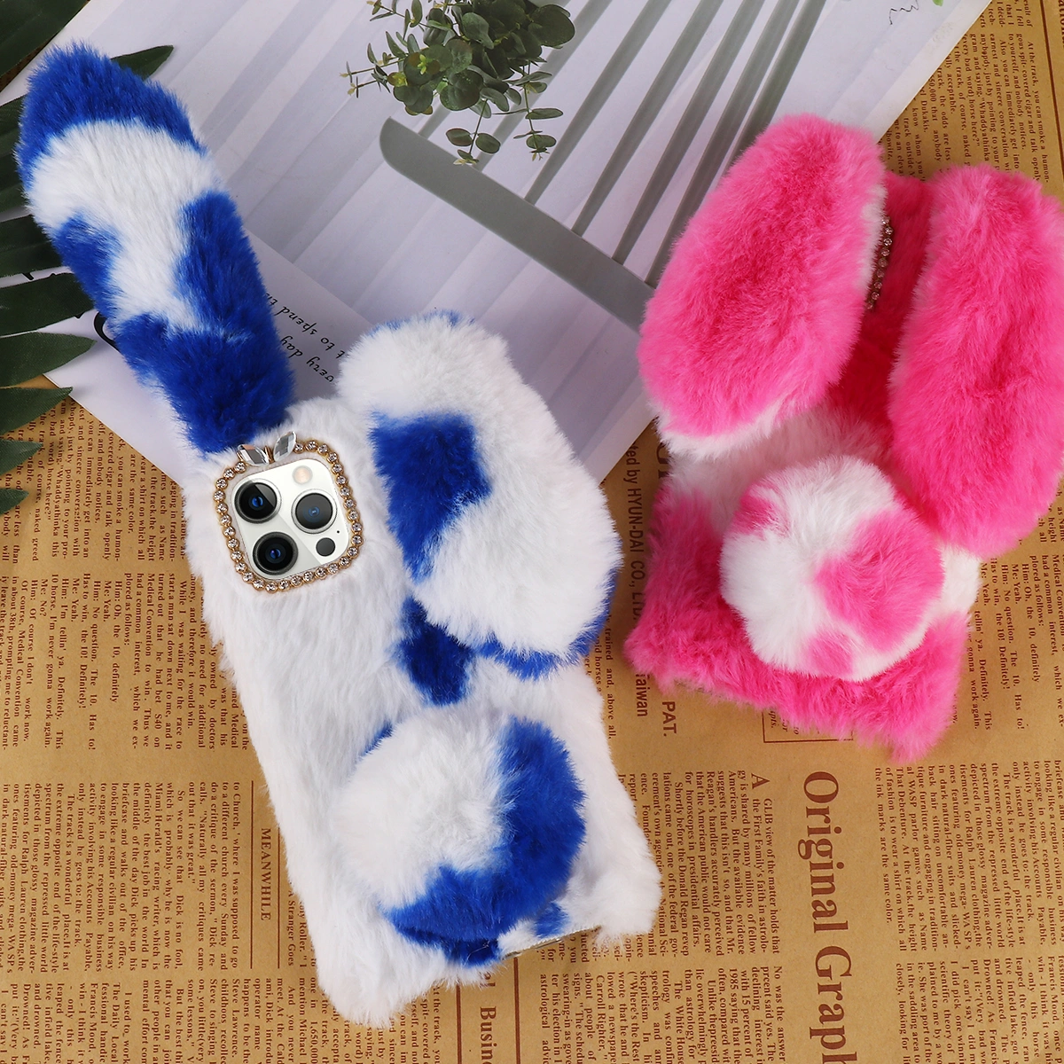 1Pc Plush Phone Case Fluffy Cartoon Phone Shell Compatible for iPhone 11 Pro Max