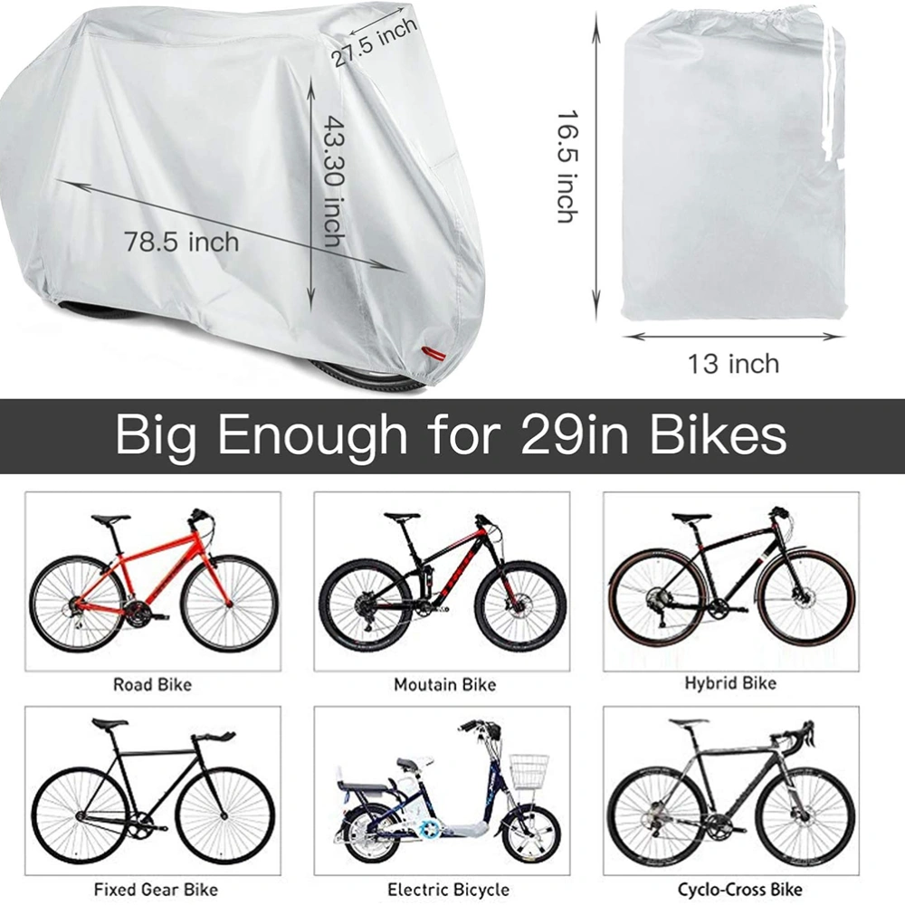 1 Pc Cycling Dustproof Cover Waterproof Mountain Bike Raincover Electric Vehicle Bike Protect Cover for Outdoor Size S (Silver)