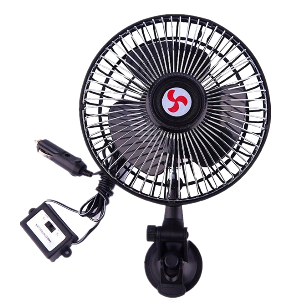 1PC 6 Inch Car Air Cooling Fan Vehicle Dashboard Fan Suction Cup Wind Cooler Fan Car Interior Accessories (24V)