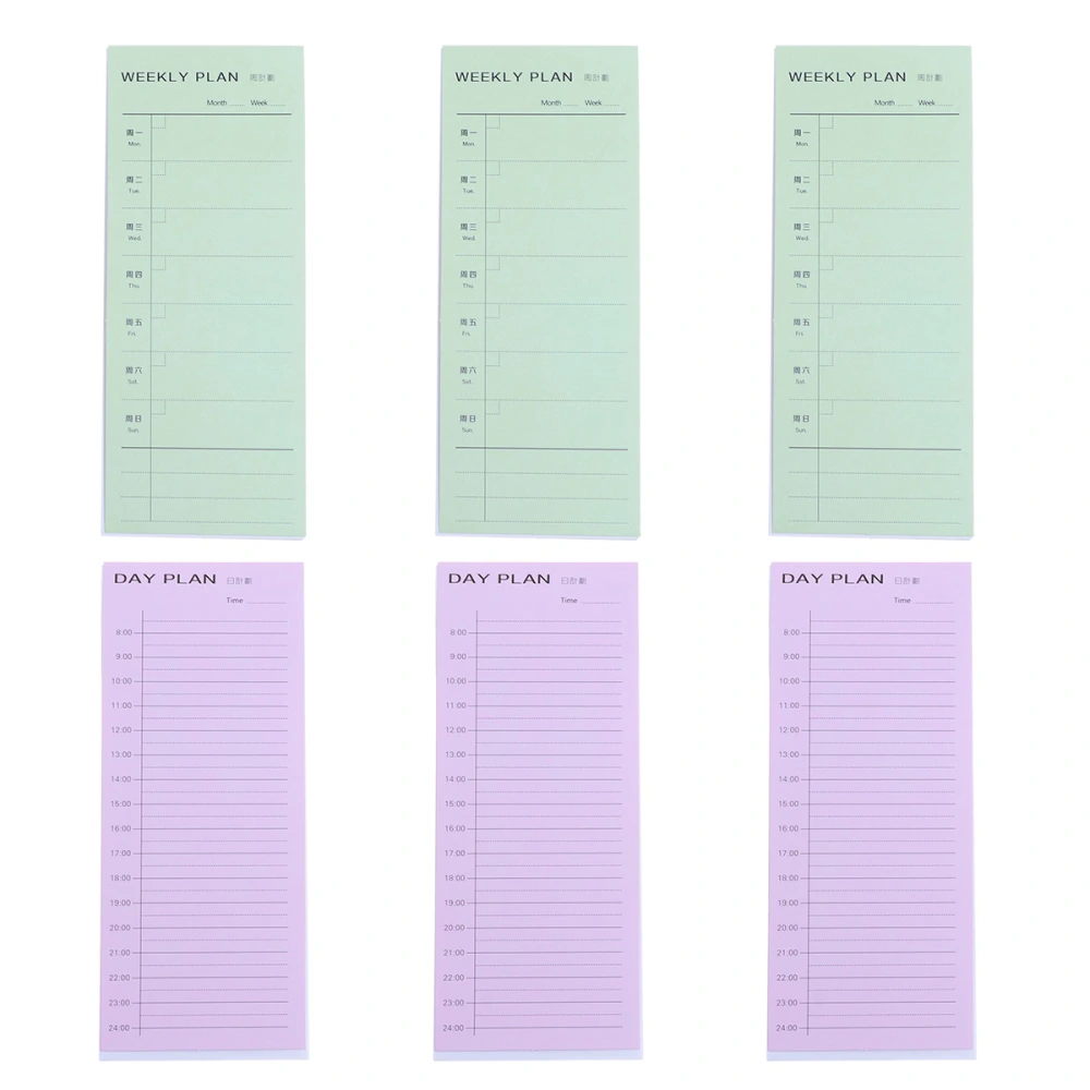 6 Packs Monthly Weekly Plan Schedule Sticky Paper Pads Month Memo Refrigerator Stickers for Home Office (Green+Pink)