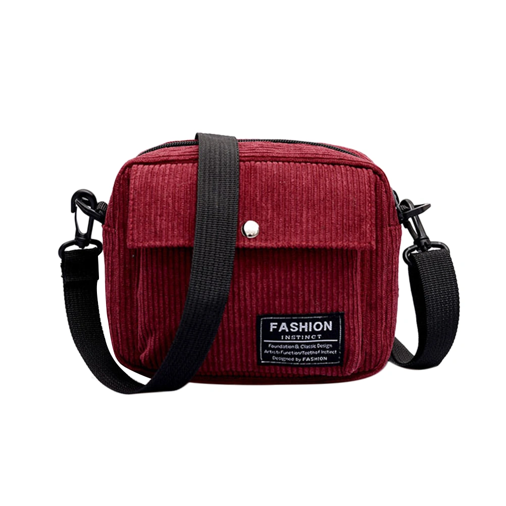 Fashion Stripe Corduroy Crossbody Bag Stylish Simple Shoulder Bag Crossbody Bag (Red)