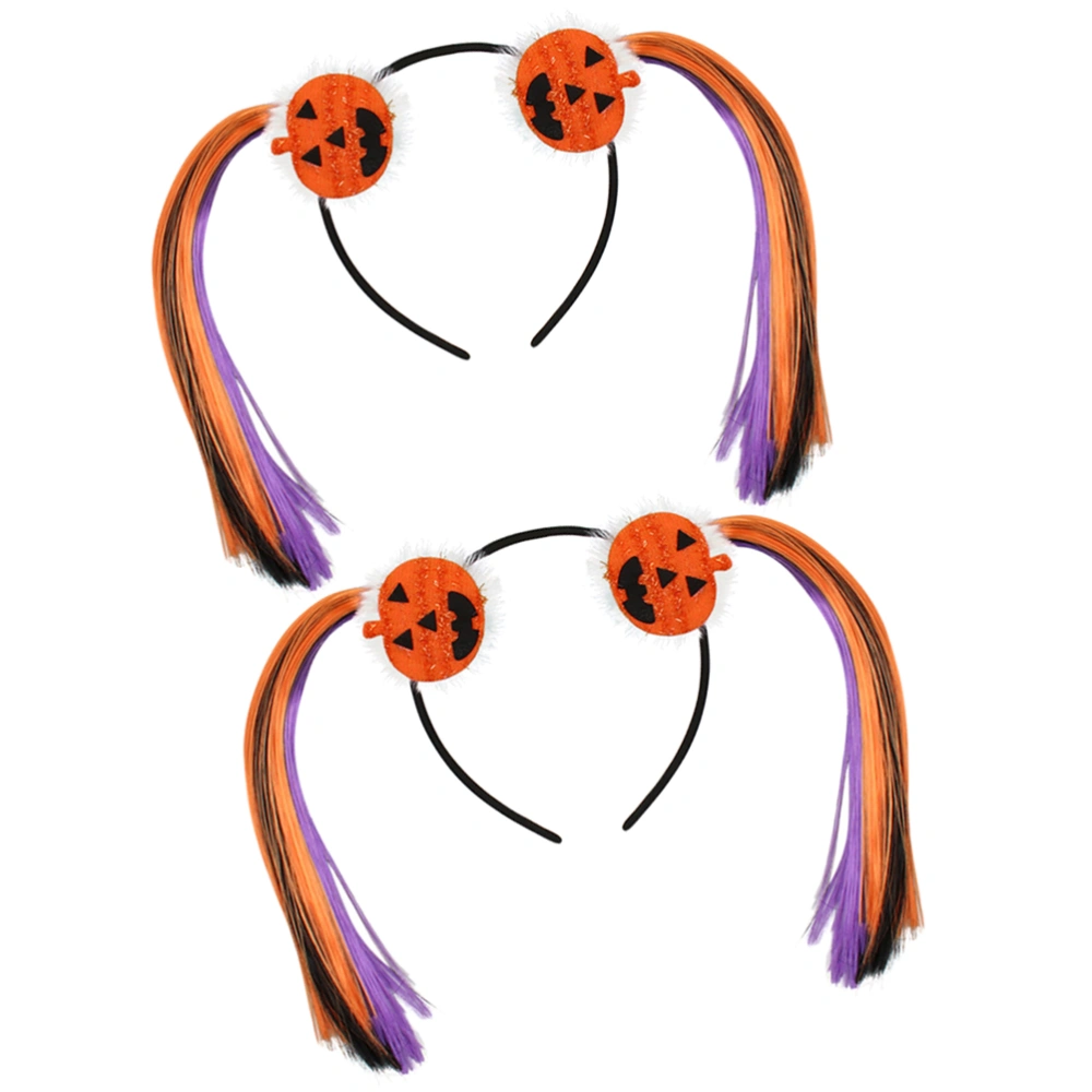 2pcs Halloween pumpkin Hair Creative Hair Band Scary Costume Props Children Decoration Props for Party (Orange)