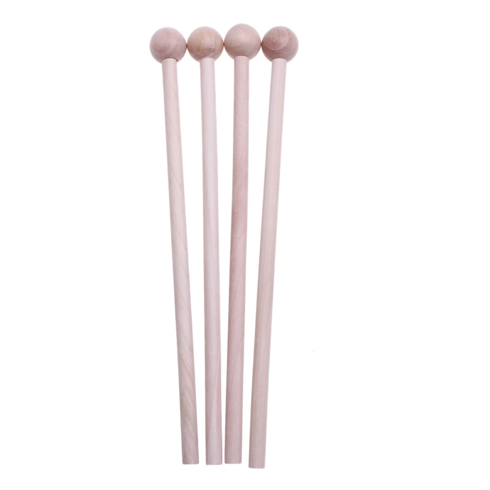 4pcs Wood Mallets Percussion Sticks Musical Percussion Instrument Parts Accessories (Wood Color)