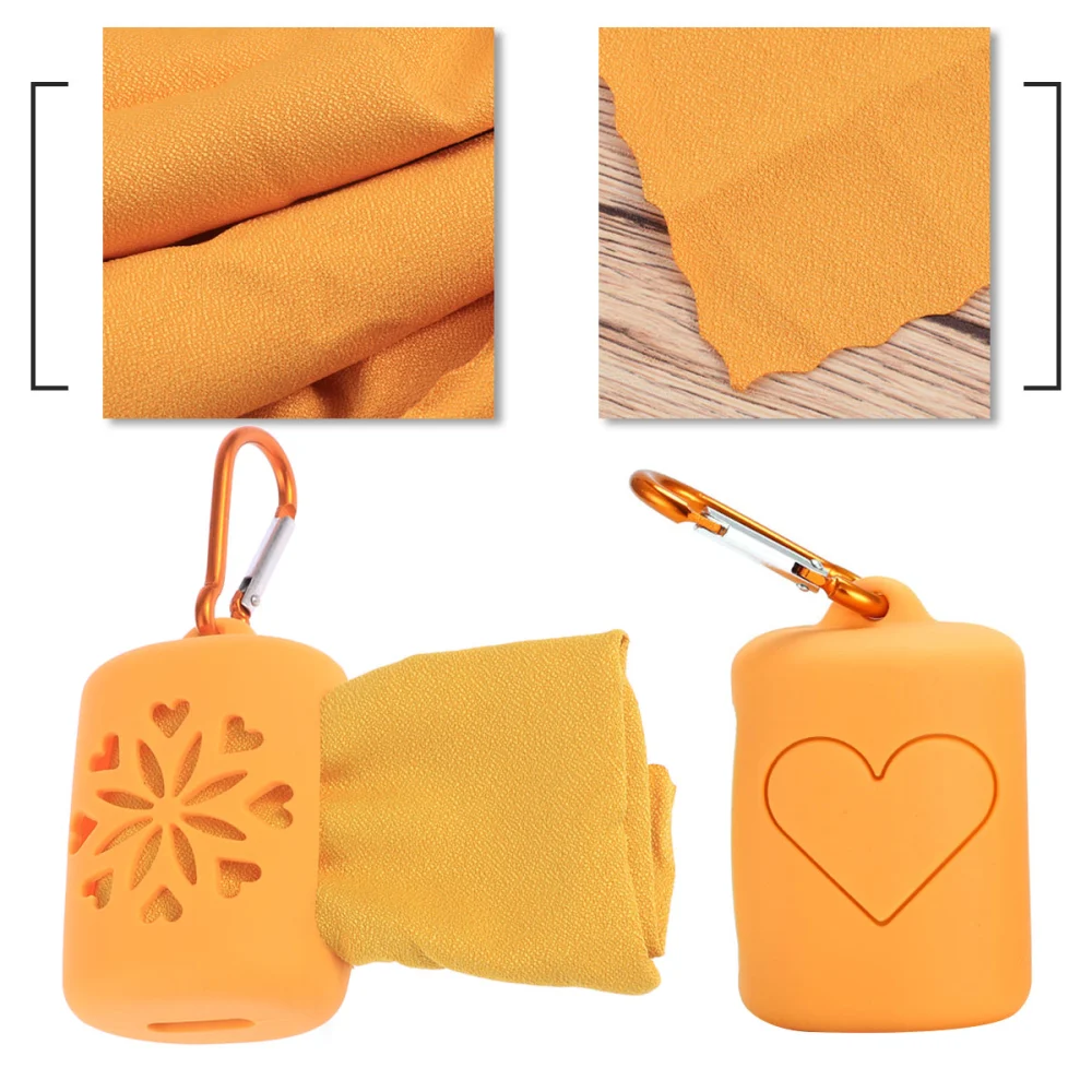 Fast Drying Compact Lightweight Workout Sweat Towel Sports Towel Travel Gym Towel Absorbent Travel Case for Fitness, Yoga, Golf, Camping, Hiking, Swimming (Orange)