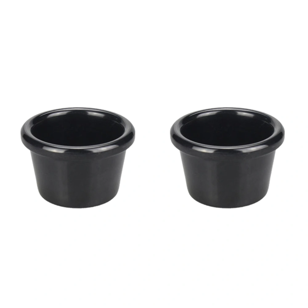 2pcs Black Melamine Sauce Cups Reusable Sauce Container Small Dipping Bowl for Restaurant Home