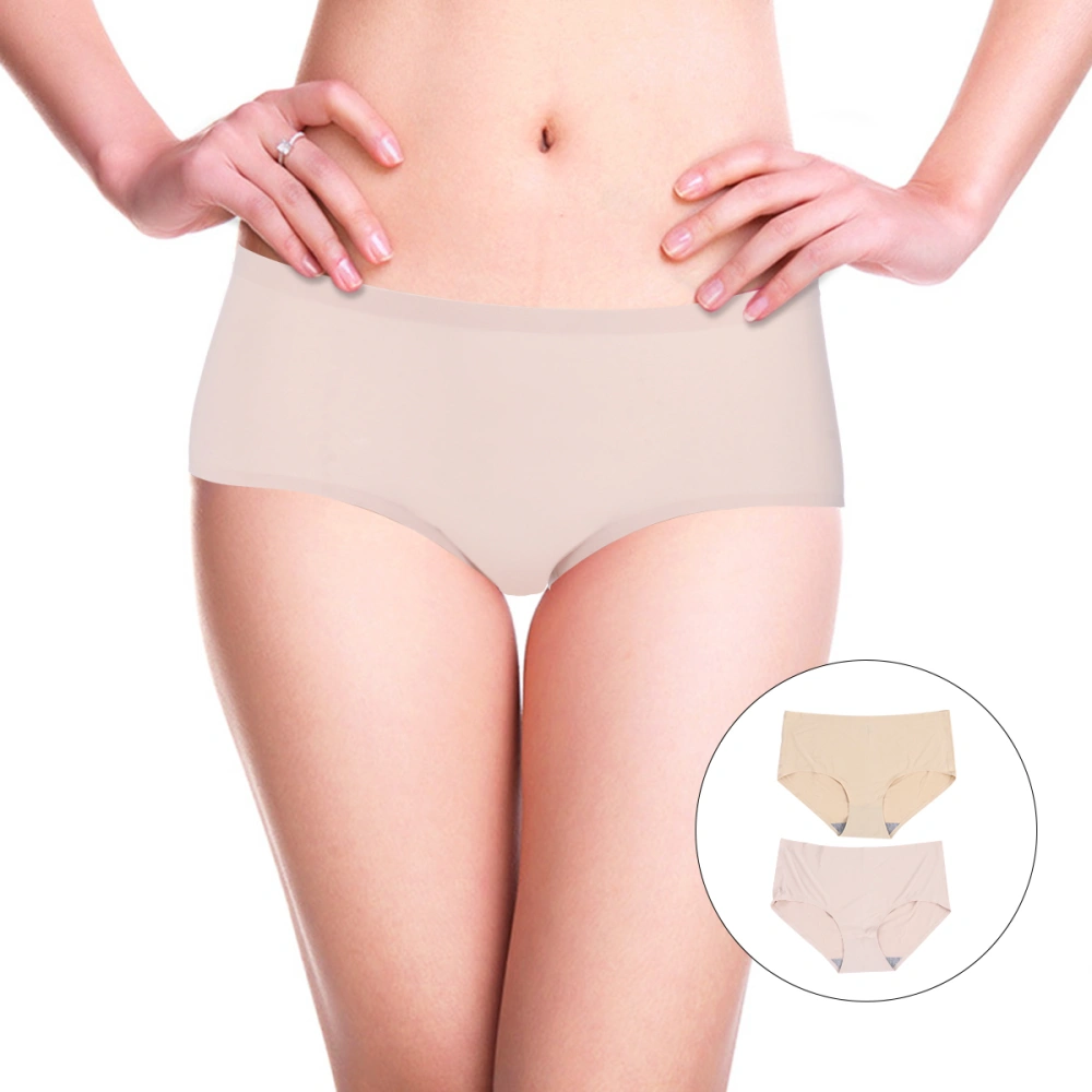 2Pcs Ice Silk Fabrics Panties Mid-waist One-piece Underwear Seamless Underpants