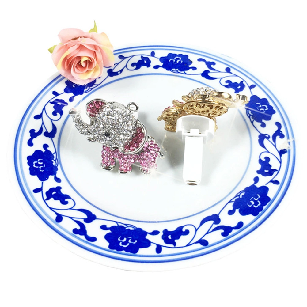 Diamond-mounted Elephant Car Air Outlet Perfume Clip Air Freshener Diffuser Ornament Automobile Perfume (Silver)
