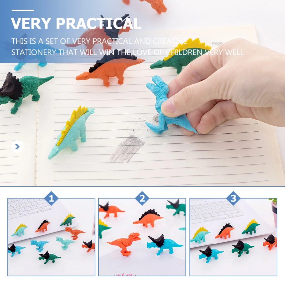 16pcs Kids Cartoon Erasers Dinosaurs Shaped Erasers Children Stationery (Random Style)