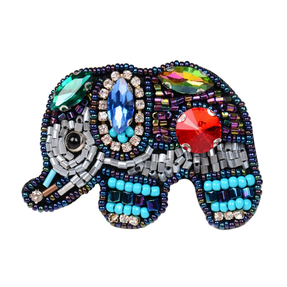 Handmade Elephant Patch Colorful Rhinestones Beads Fabric Iron On Patches DIY Decoration Applique