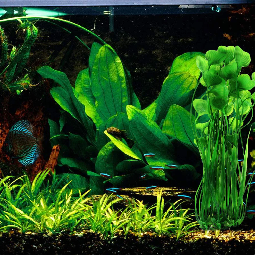 Love Grass Aaquarium Fish Tank Landscaping Plastic Safe Water Grass Artificial Aquarium Plants for Fish Tank Ornament for All Fishes (Green)