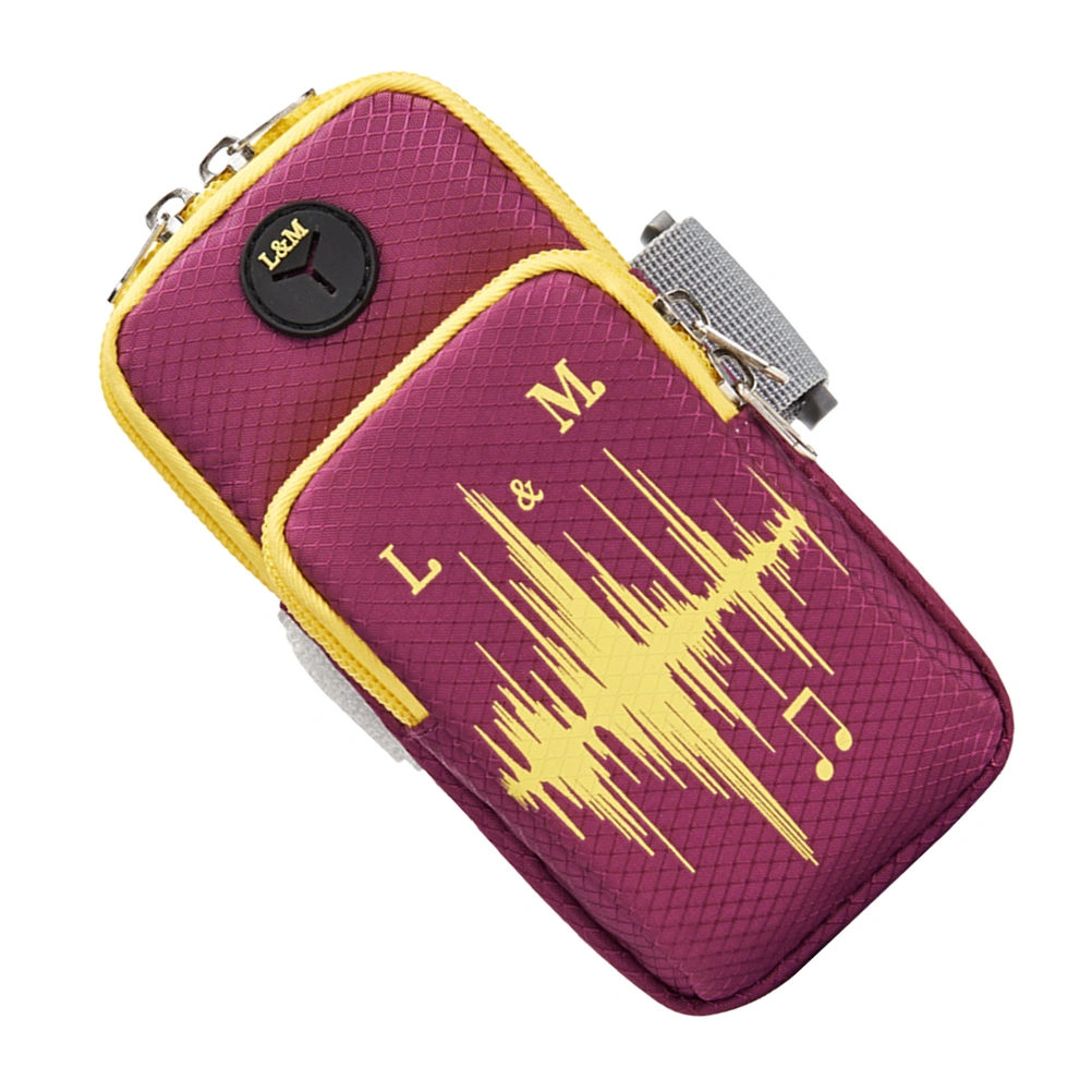 Portable Outdoor Arm Wristband Sports Running Armband Men Women Sports Phone Bag Exercise Fitness Supplies Purple (Long Style)