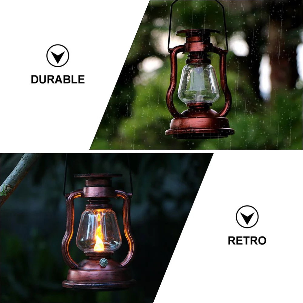 1pc Solar Kerosene Lamp Retro Handheld Lantern Outdoor Solar Lamp Decoration