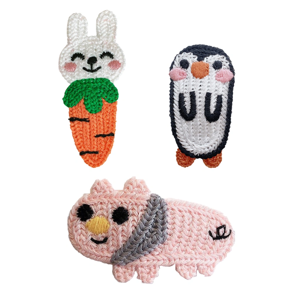 3pcs Woolen Cartoon Hairclips Back Head BB Clips Hairpins (Assorted Color)