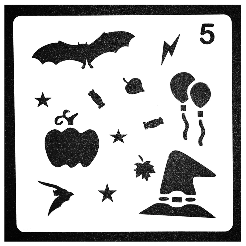 4 Pcs 13x13cm Halloween Themes Stencils PET Hollow-out Painting Stencil Templates for DIY Craft Projects Drawing