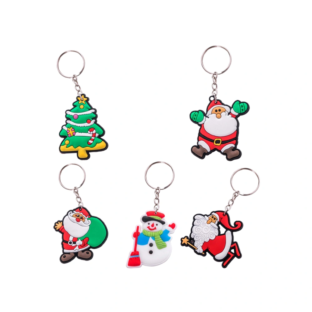 5PCS Christmas Theme Keyring Cloth Keychain Creative Pendant Decorations for Car Key Purse Bag Gift Mixed Style