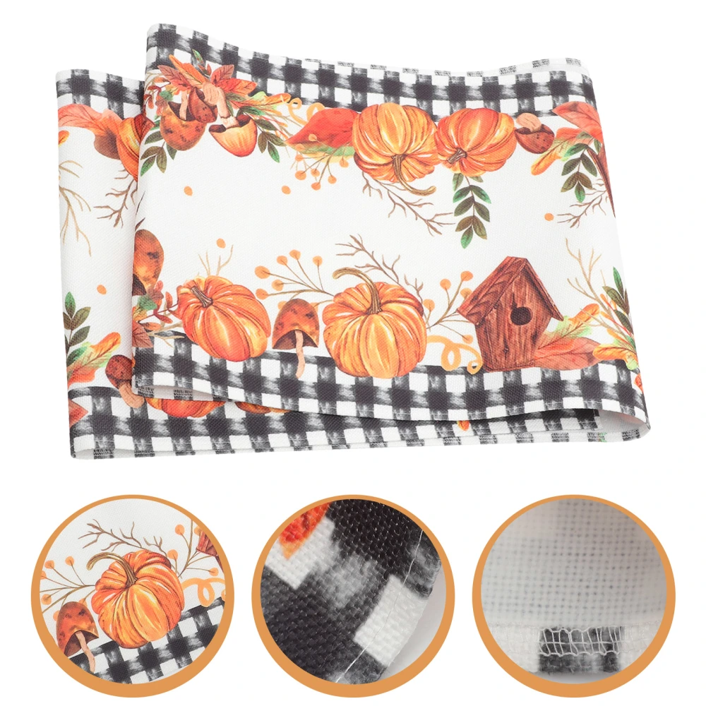 Fall Table Runner Autumn Long Pumpkin Plaid Dining Table Tablecloth Table Runner