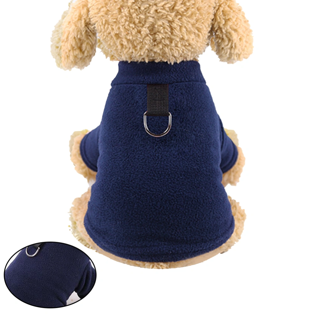 Plush Pet Warm Two-legged Coat Polar Fleece Dog Winter Clothes Costume with Buckle Pet Supplies for Puppy Cat - Size M (Blue)