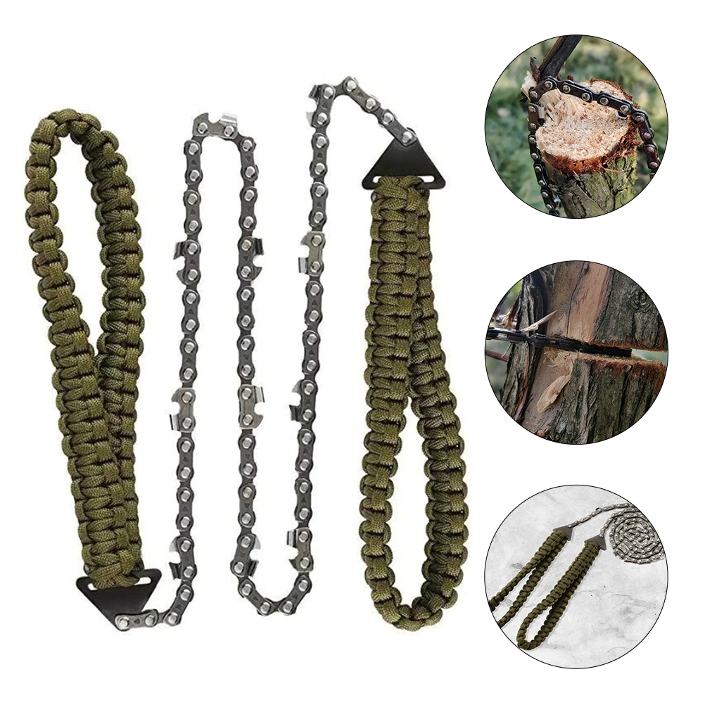 1pc Hand Zipper Sawing Rope Sawing Tool Camping Survival Pocket Sawing Tool Green