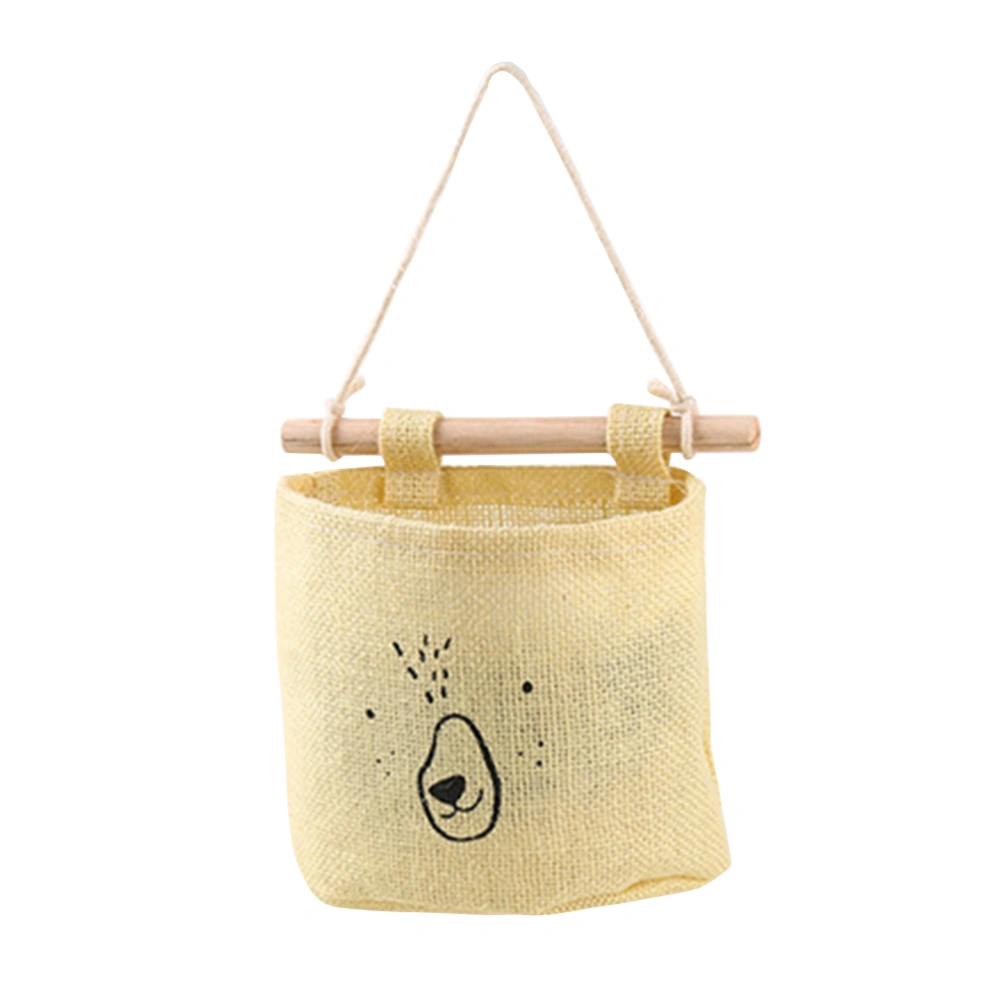 Colored Cotton Linen Wall Hanging Storage Bag Closet Makeup Sundries Organizer Home Decoration (Light Yellow)