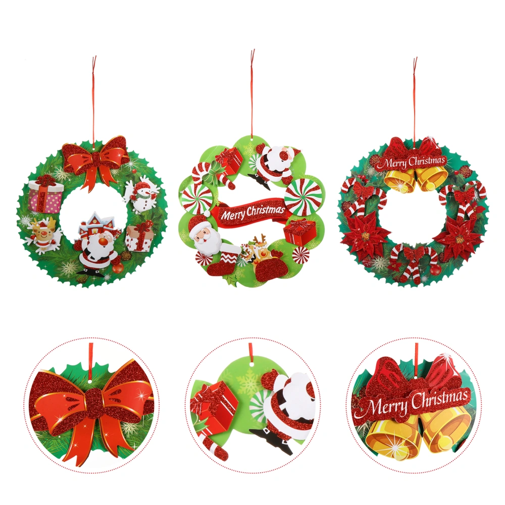 3pcs Christmas Decorative Wreath Hanging Decoration Ornament Garland Wreath