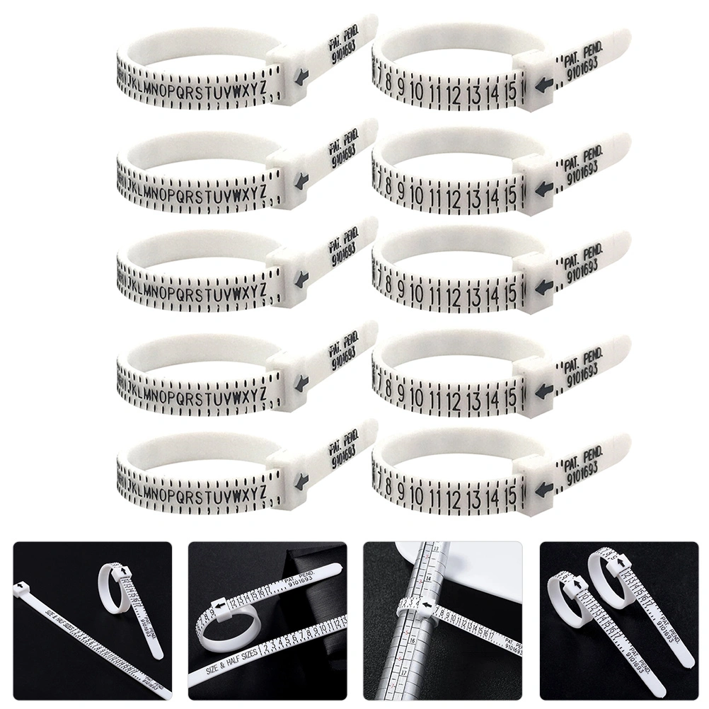10pcs Finger Size Gauge Measuring Tool Ring Sizers Measurer Finger Gauge Tool