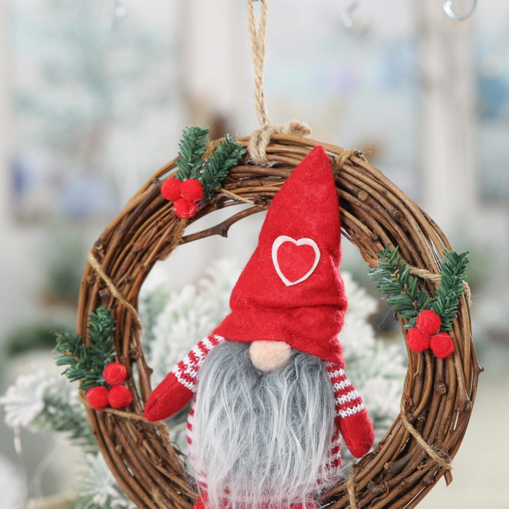 Christmas Rattan Hanging Pendant No Face Doll Hanging Pendant Christmas Decoration (Red Rattan Ring No Face Doll)