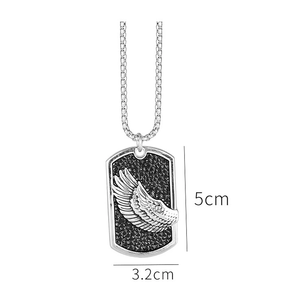 Wing Shield Shaped Necklace Stainless Steel Hip Hop Necklace Military Pendant Chain Jewelry for Men