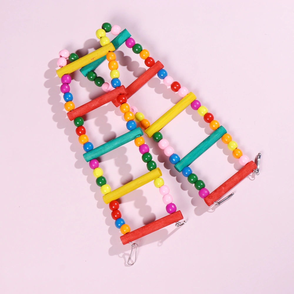 Colorful Beads Stair Parrot Hanging Bridge Wooden Bird Climbing Ladder Toy Funny Parrot Playing Toy