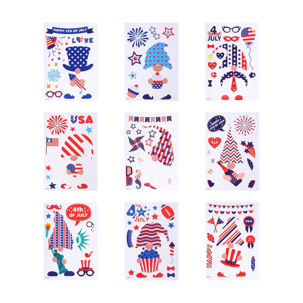 1Set 9pcs American Flag 4th of July Wall Stickers Decorative Window Clings