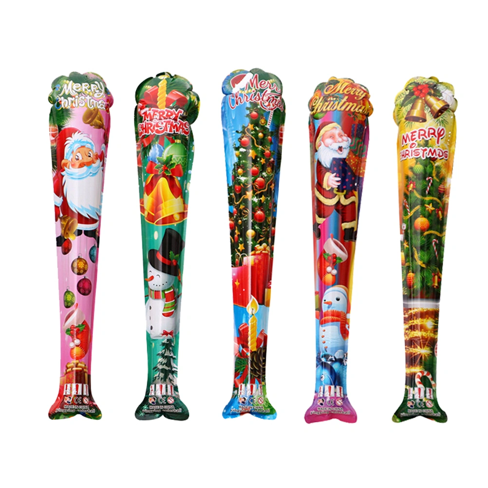 5pcs Christmas Automatic Inflatable Stick Kids Inflatable Toys Inflates Bright Color Printing Gifts Christmas Party Supplies(Random Pattern)