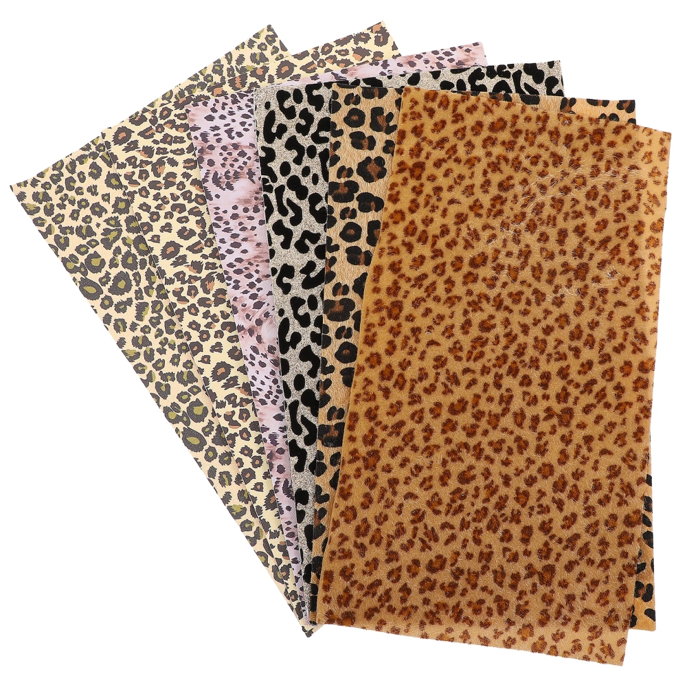 6 Pcs Exquisite Leather Sheets Leather Fabric Leopard Pattern DIY Leather Fabric