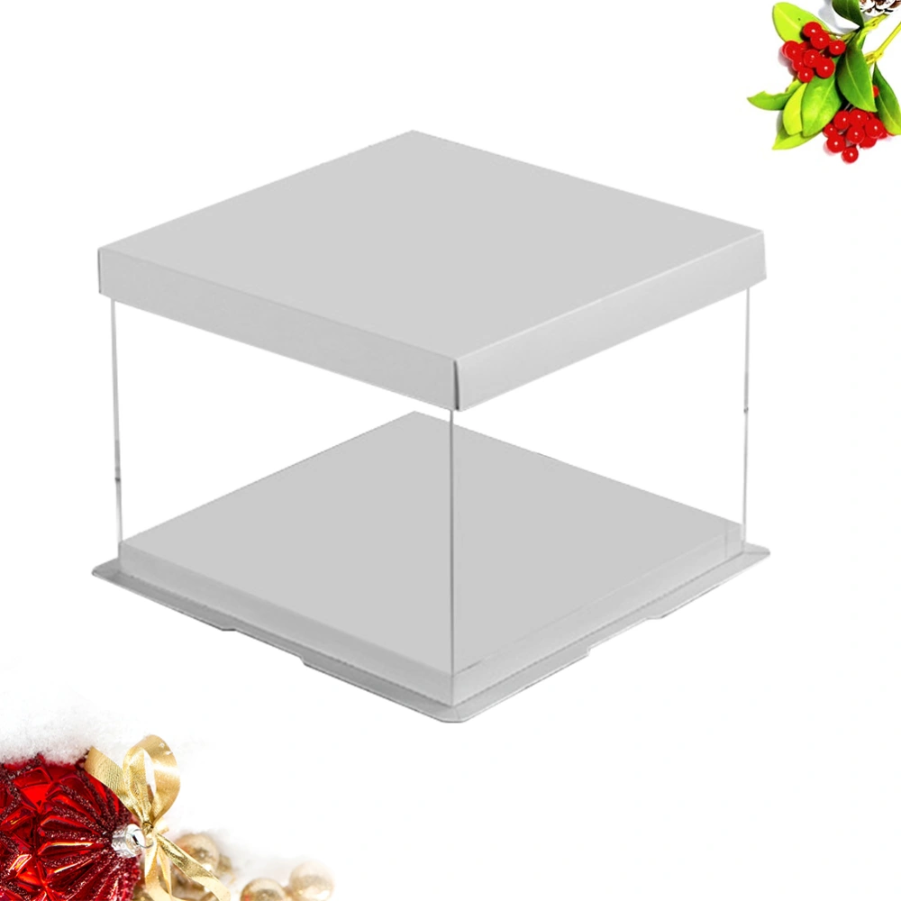 Transparent Square Cake Box Plastic Cake Packaging Boxes Organizer for Home Dessert Shop - 12 inch (White)