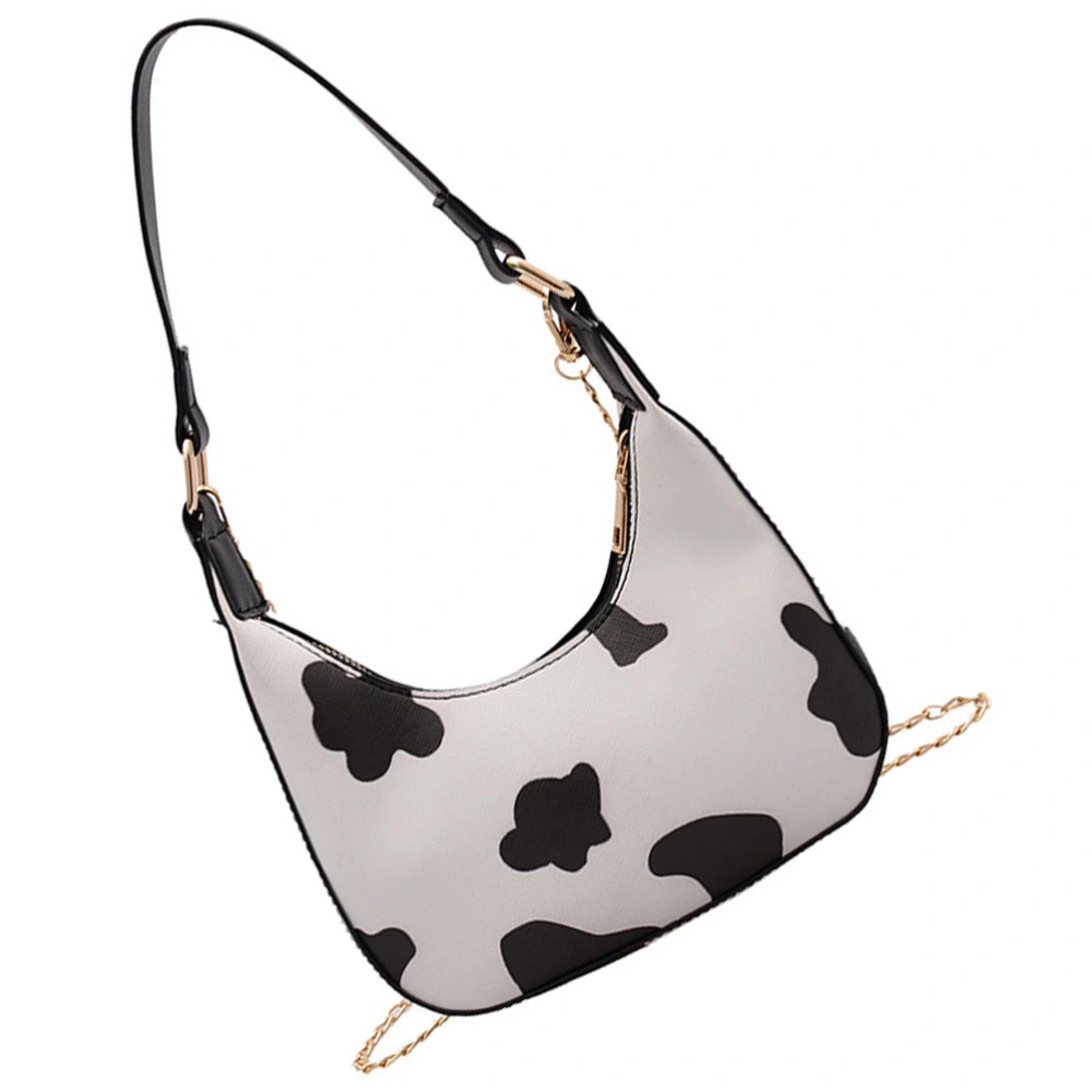 1Pc PU Shoulder Bag Women Handbag Zipper Storage Pouch Cow Pattern Shoulder Bag