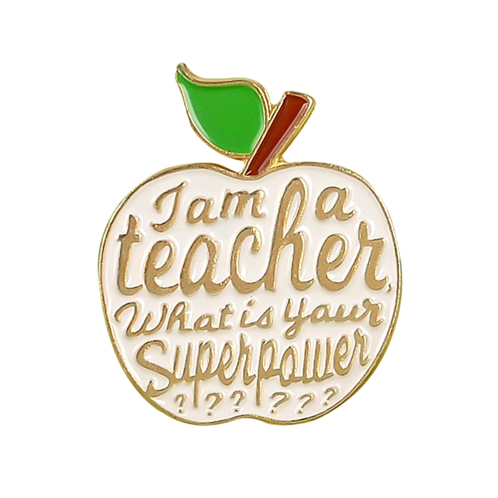 Creative Teacher's Day Brooch Gift Apple Shaped Clothes Pin Fashion Corsage Adorable Breastpin for Teacher (2542 White)