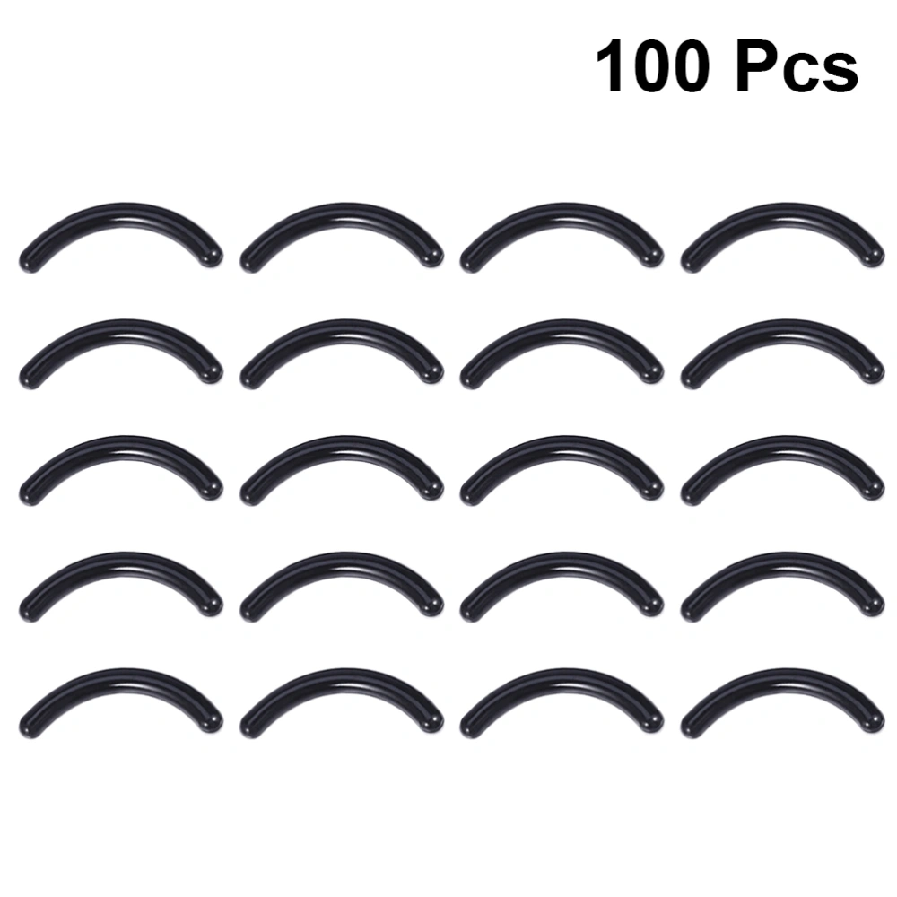 100pcs Eyelash Curler Refill Pads Makeup Tools Eyelash Curler Accessory Rubber Strip (Black)