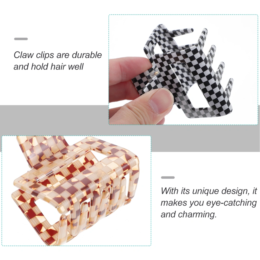 4pcs Fashion Hair Clips Checkerboard Hair Jaw Clips Fashion Claw Clamps