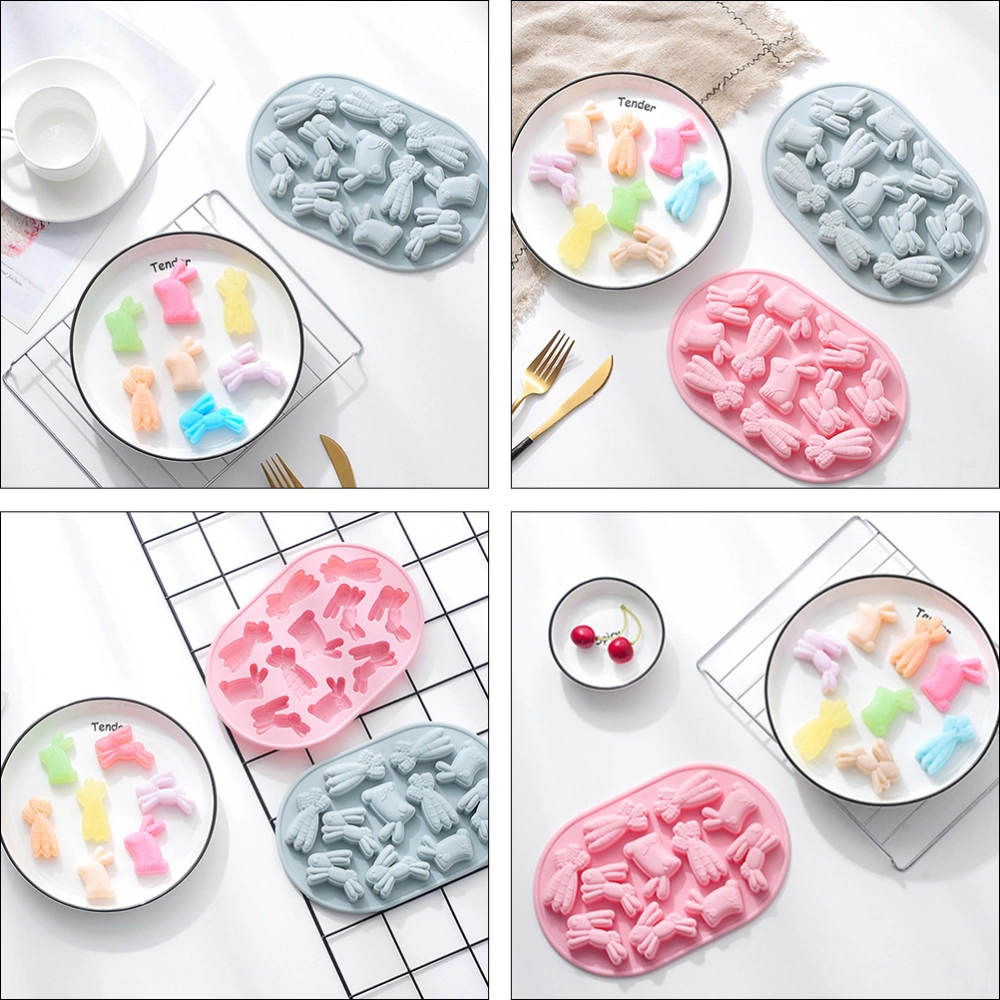 2pcs Bunny Shaped Design Baking Mold Easter Style Baking Mould for Candy Cookie (Random Color)