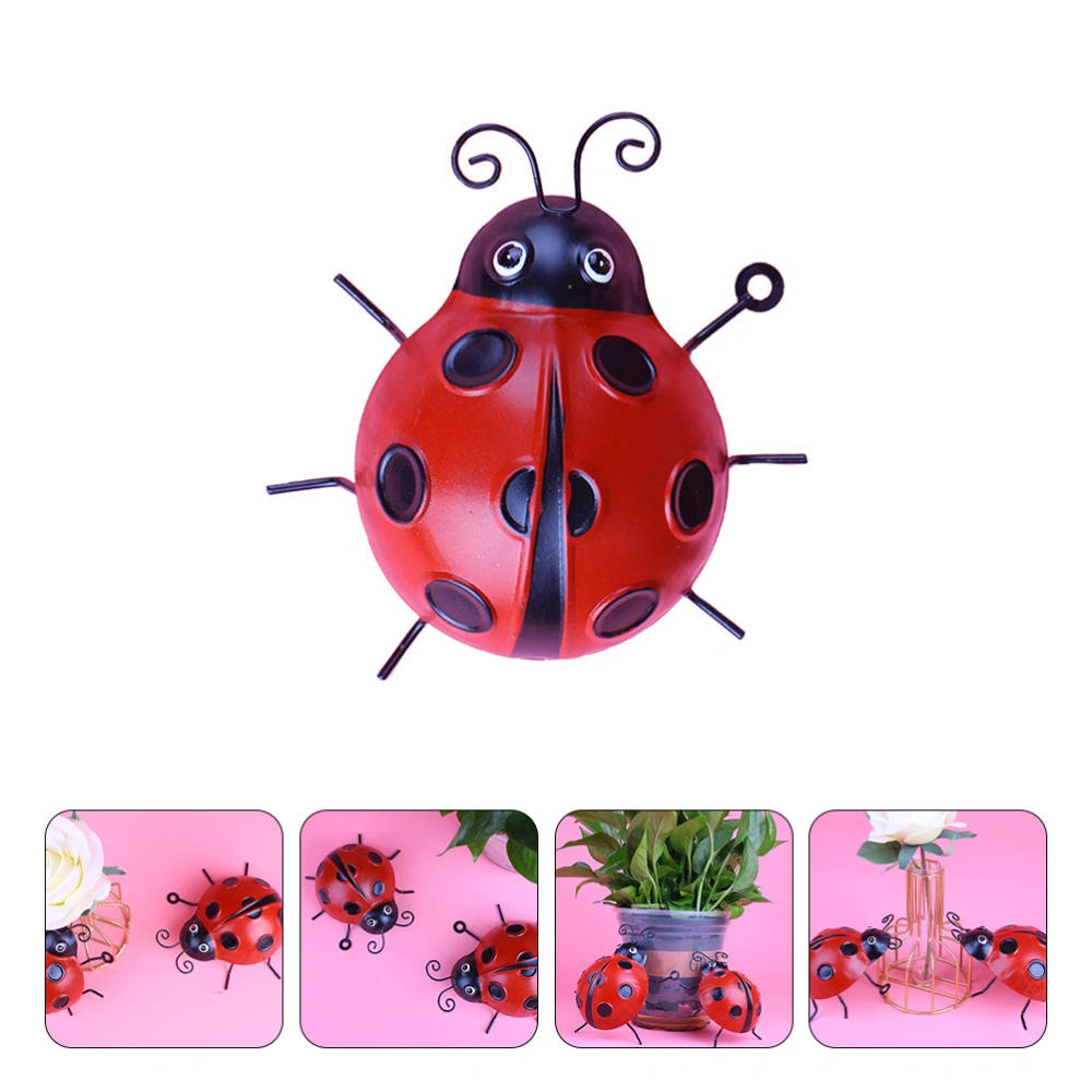 4pcs Simulated Iron Ladybug Wall Hanging Decor Ladybird Wall Art Craft