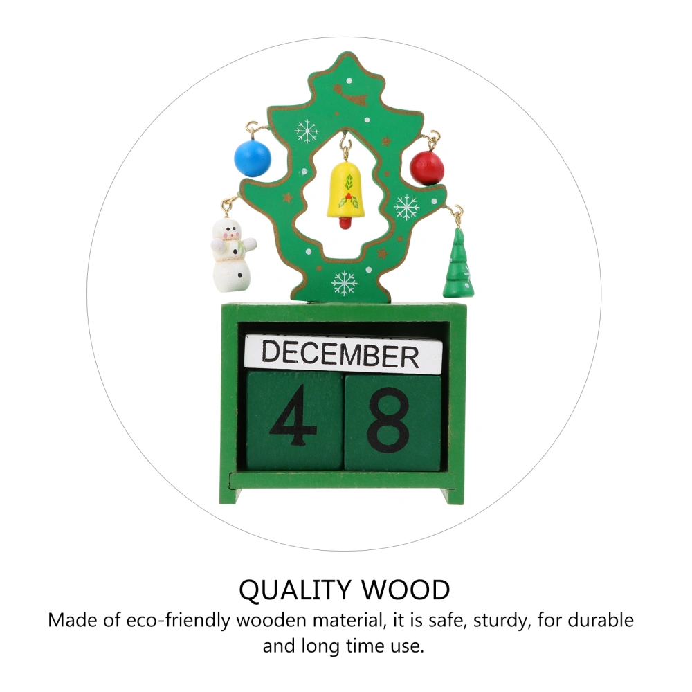 1Pc Wooden Christmas Calendar Christmas Decoration Accessory Desktop Ornament