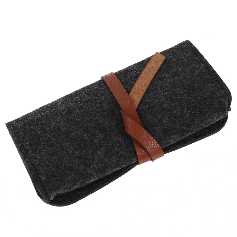 Portable Felt Eyeglasses Case Sunglasses Storage Bag Wool Pencil Pen Case Makeup Cosmetic Pouch (Dark Grey)