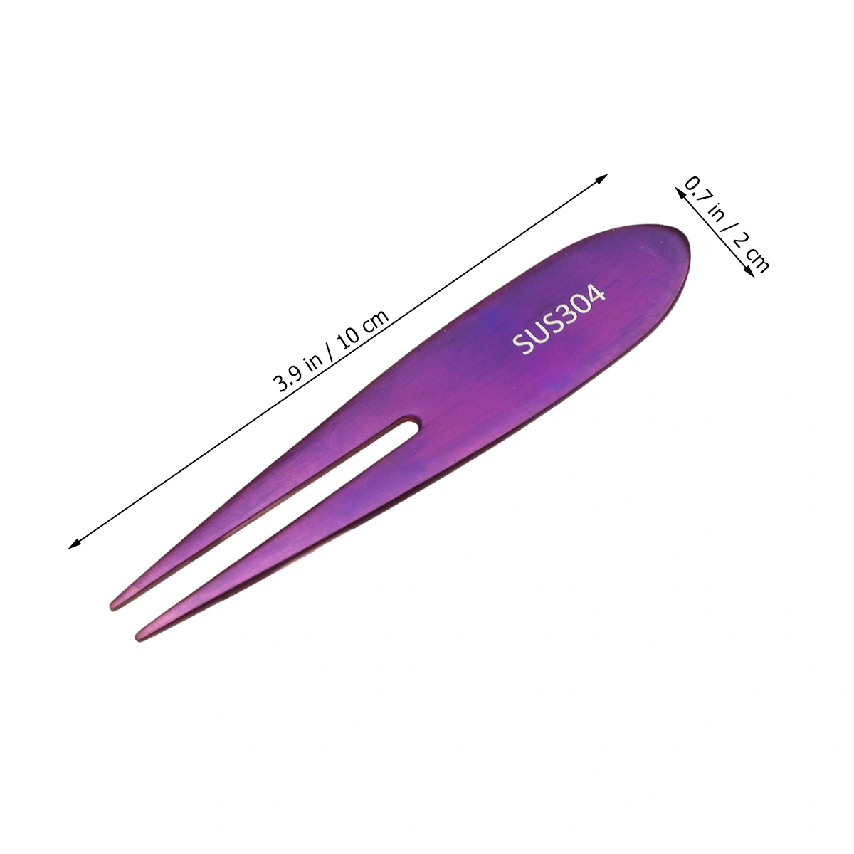 2PCS Stainless Steel Fruit Picks Two Prongs Dessert Fork Salad Forks Party Supplies for Hotel KTV Bar (Purple)