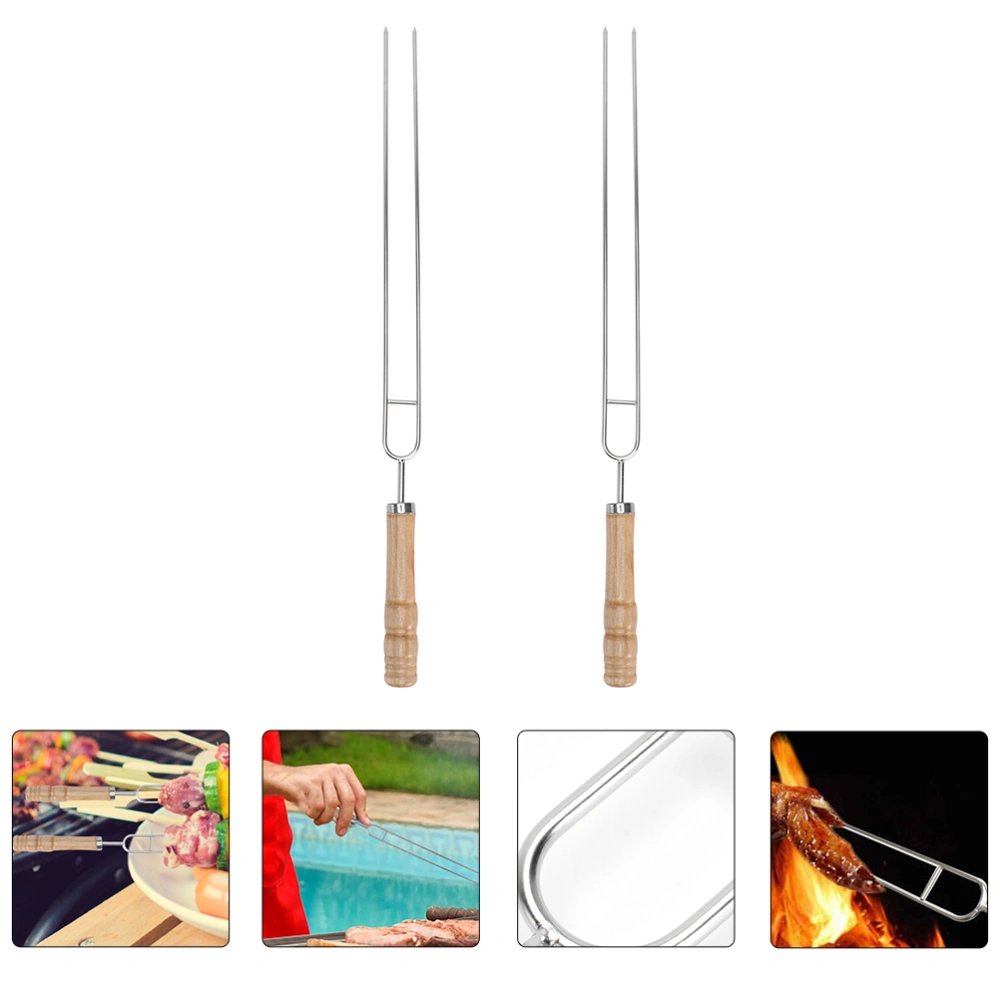 2Pcs Meat Skewers Sticks BBQ Skewers Kebab Sticks Camping BBQ Accessories