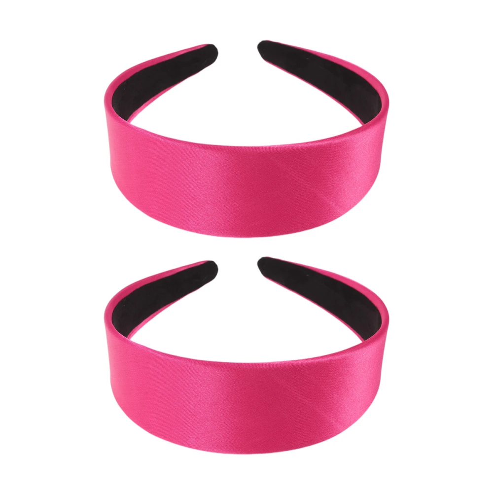 2Pcs Wide-Edge Hair Hoops Solid Color Headband Elegant Hair Band Creative Headdress for Women Girls Rosy