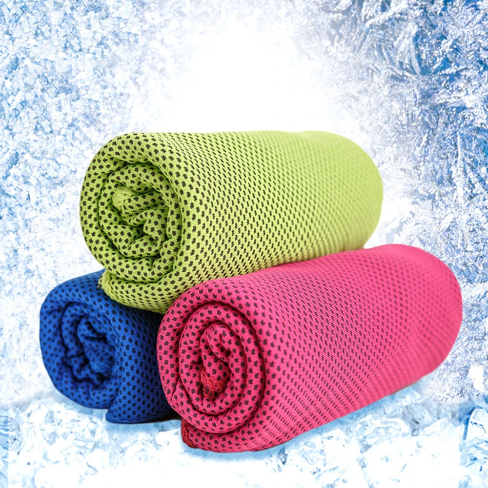 3PCS Instant Cool Ice Towel Microfibre Quick Dry Towel Cooling for Gym Sports Outdoor Activties (Fluorescent Green Dark Blue and Rosy Red)