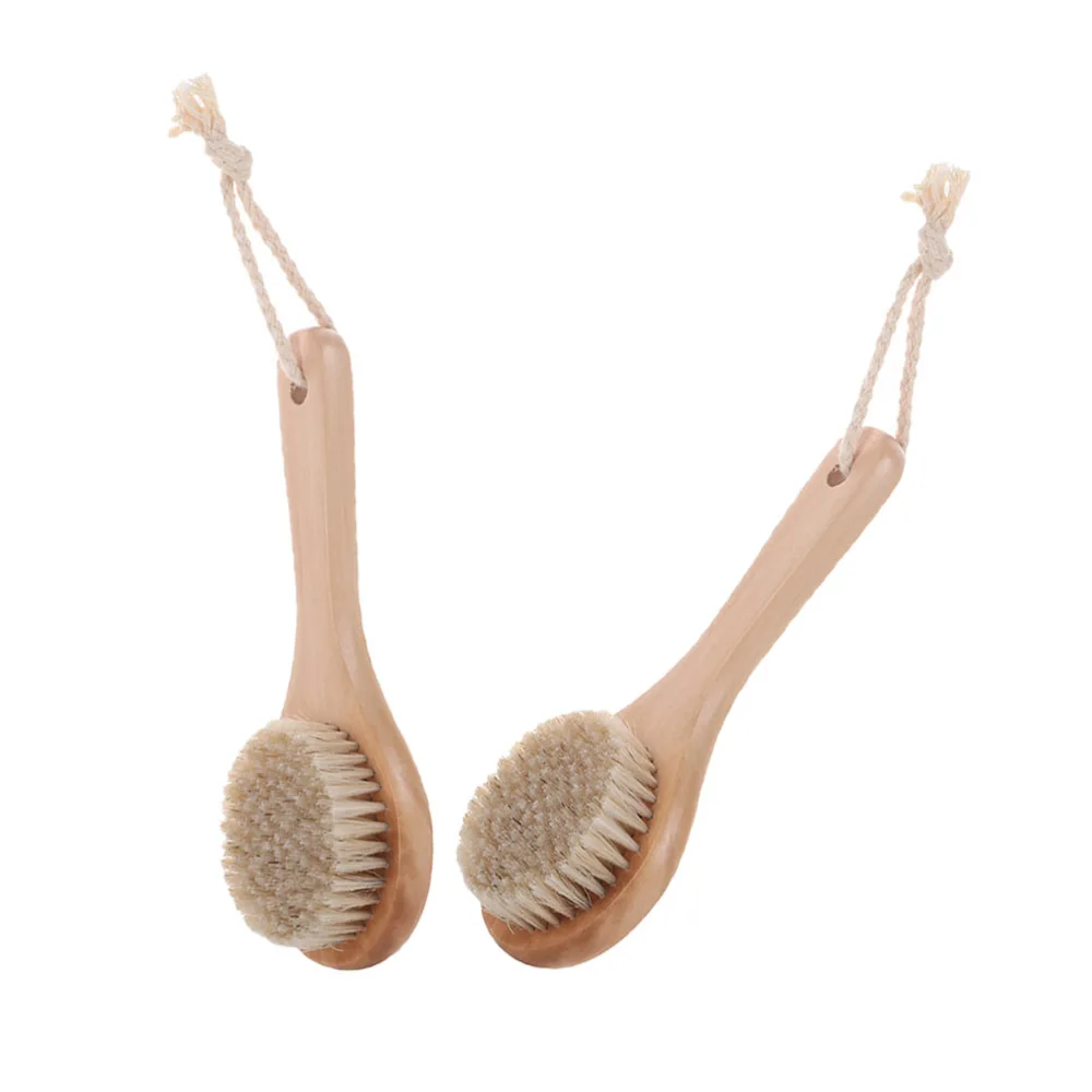 2pcs Practical Bath Massage Brushes Bath Scrubbers Shower Brushes (Light Brown)