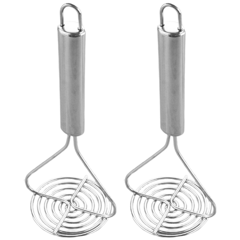 2PCS Stainless Steel Potato Masher Manual Mud Press Tool Thickening Potato Ricer Practical Kitchen Tool for Home Use (Silver)