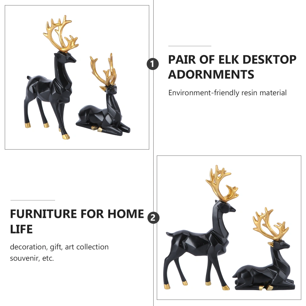 1 Pair Delicate Elk Desktop Adornment Tabletop Deer Ornament Exquisite Elk Decor