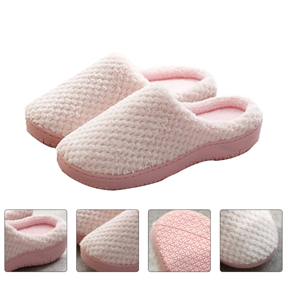 1 Pair Fashion Home Winter Cotton Slippers Anti-Slip Warm Lover Slippers (40/41)