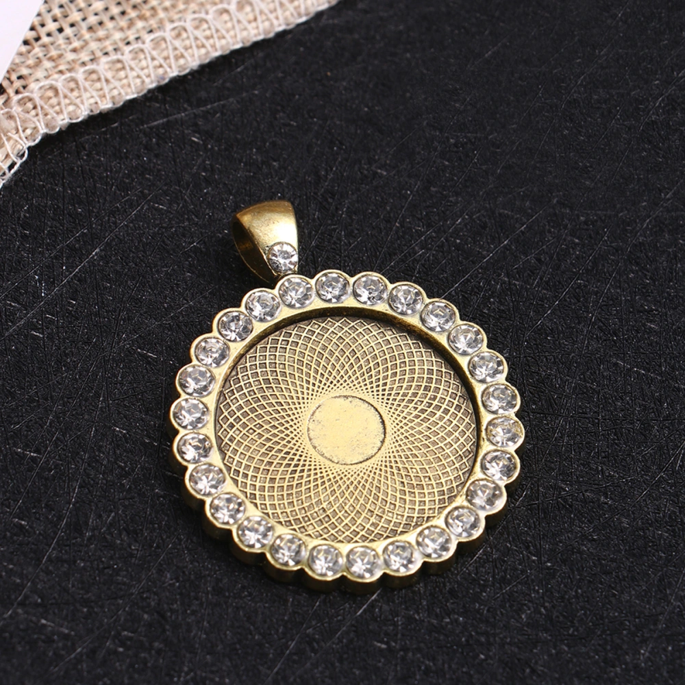 12pcs DIY Pendant Parts Shining Beautiful Round Rhinestone Alloy Jewelry Accessories (Bronze, 25mm)